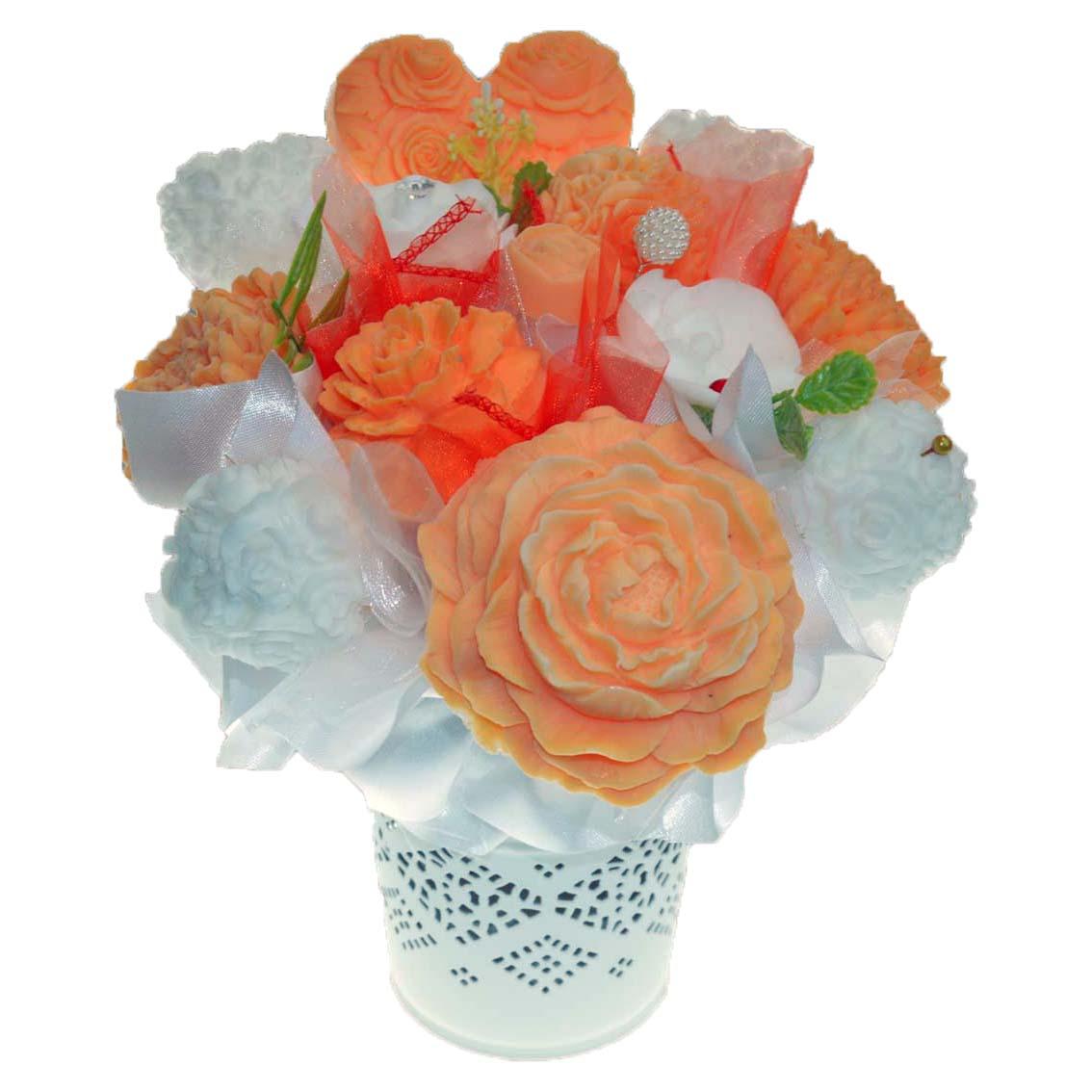 Mydlová Kytica - oranžovo - biela